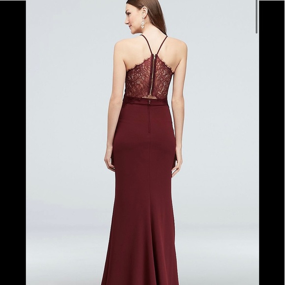 lace racerback scuba crepe mermaid gown
